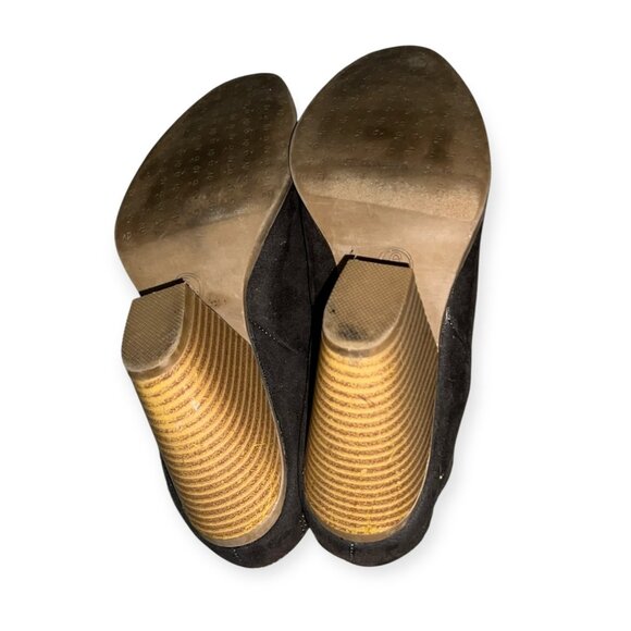 dv by Dolce Vita Suede Mules with 3" Chunky Wooden Heel Sz 6 Womens Grey - Picture 12 of 16